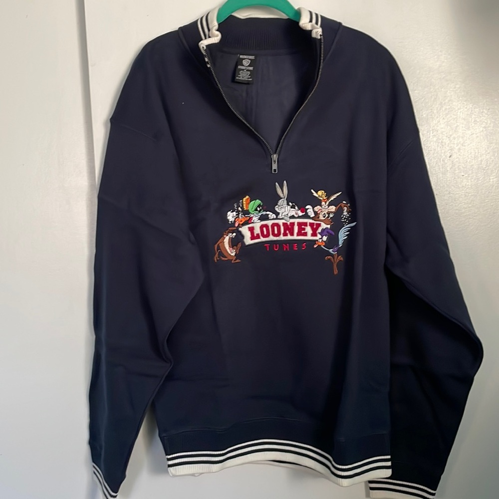Vintage like new 90s Looney Tunes, Warner Bros. half zip crewneck